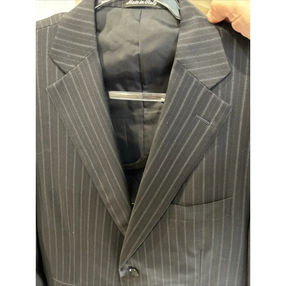 Pal Zileri Gruppo ForAll Suit Mens 40R Black Pinstripe Loro Piana Wool 2pc Italy